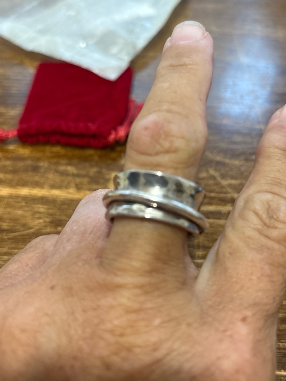 Sterling-Style Double Spinner Ring in Silver